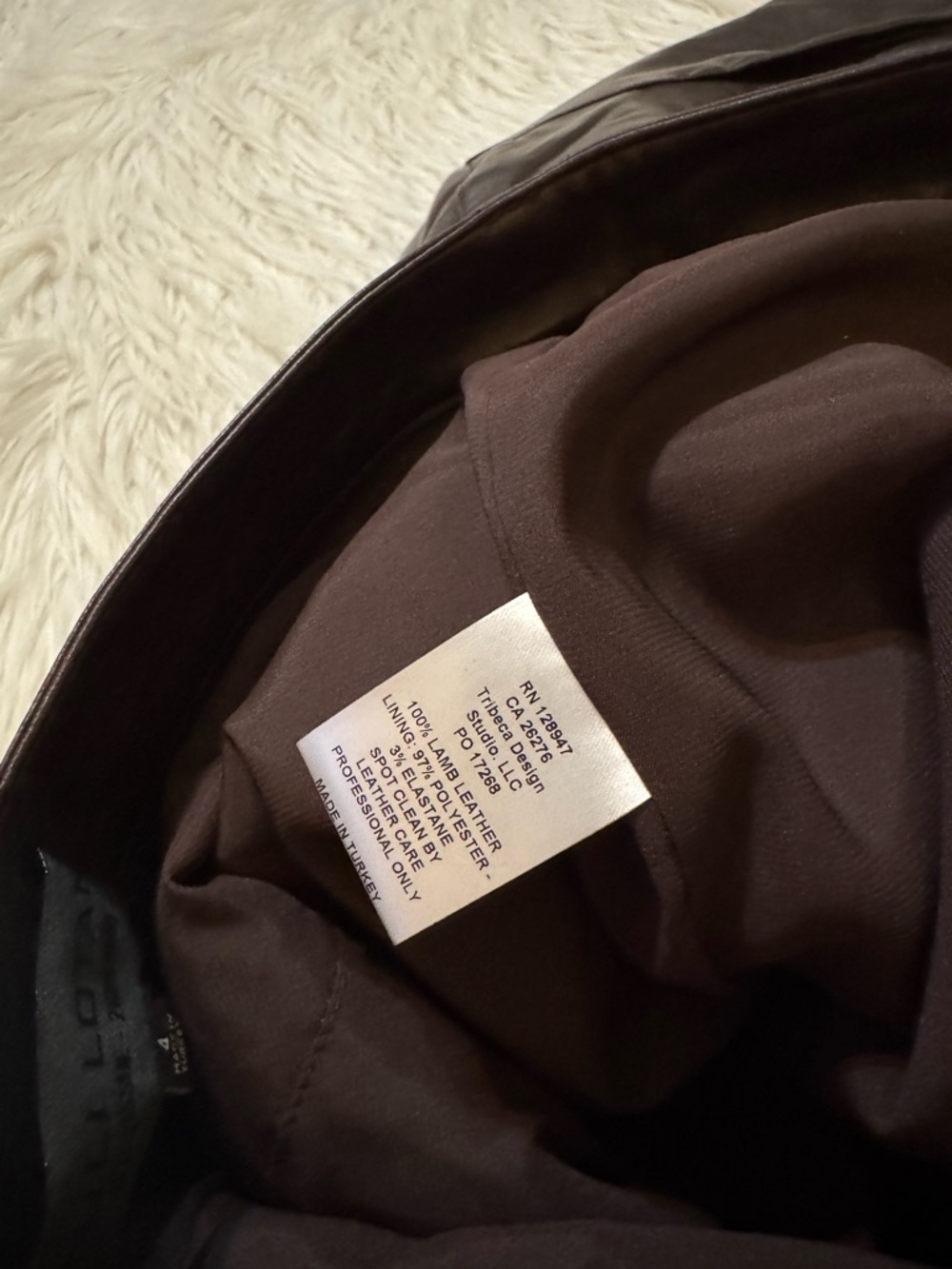 Nili Lotan Shon Leather Pants Dark Brown 4 - Picture 4 of 5